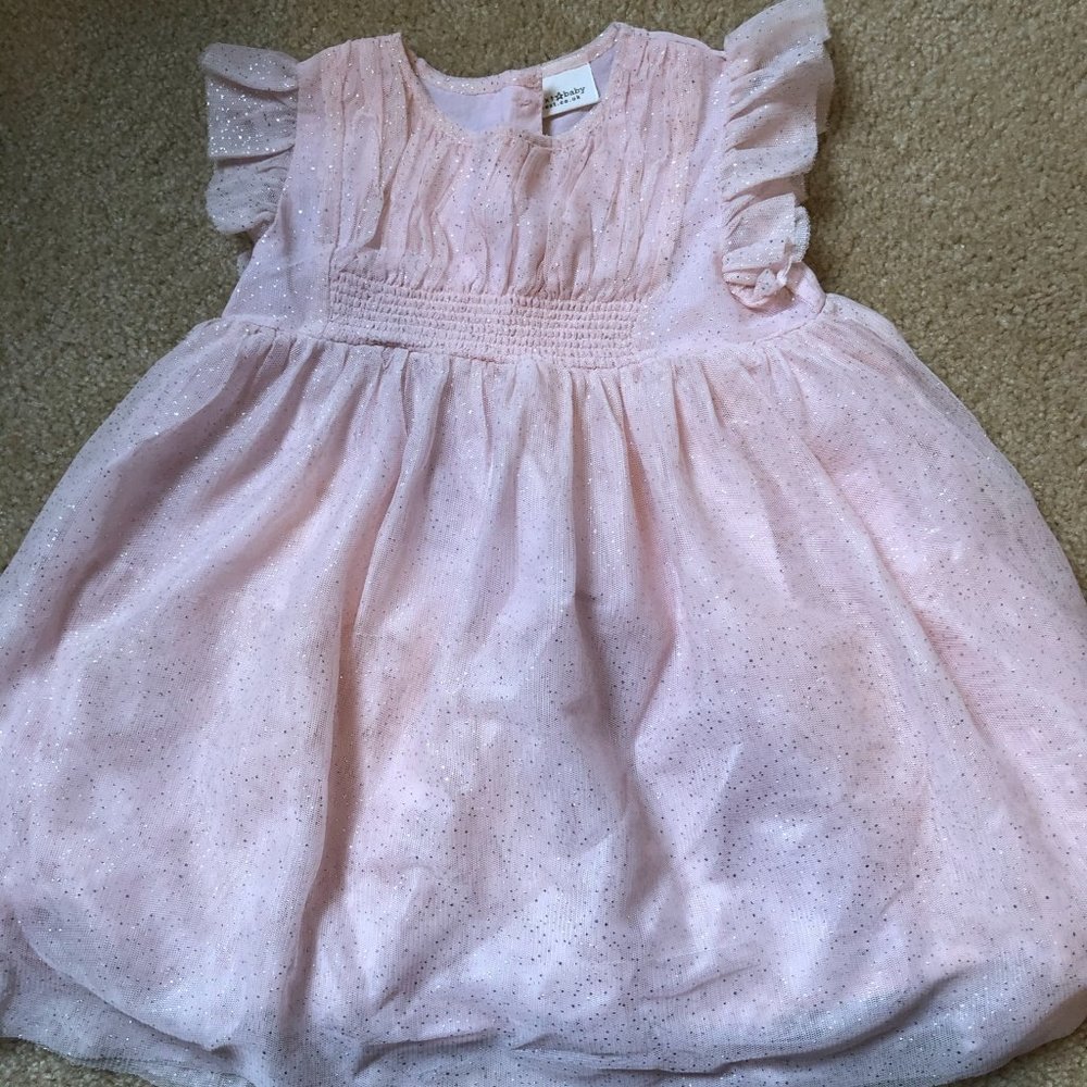 Like New Next Direct Pink glittery dress 9-12